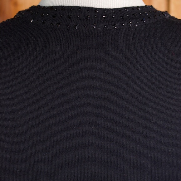 Vintage Talbots 100% Wool Beaded & Lace Knitted Black Button Down Vest Size L - Picture 14 of 16